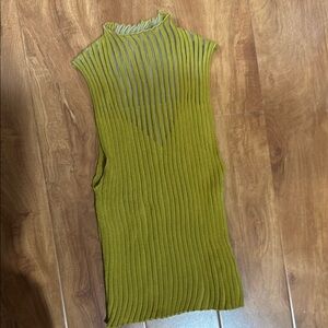 Sleeveless Ribbed Knit Top in Olive Green